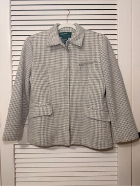 Lauren by Ralph Lauren Women's Wool Jacket 12 Fully Lined Houndstooth Blazer